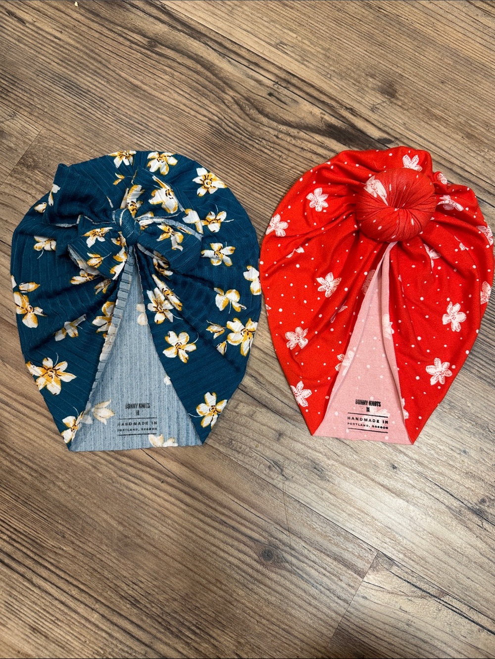BUNNY KNOTS Floral Turban Headwrap - FLORAL Teal and Red